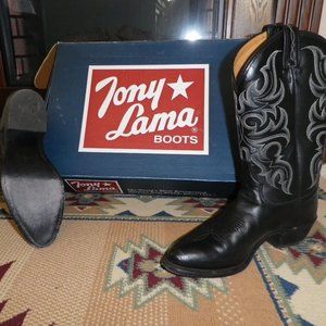 MEN'S TONY LAMA BLACK WESTERN BOOTS - 9D